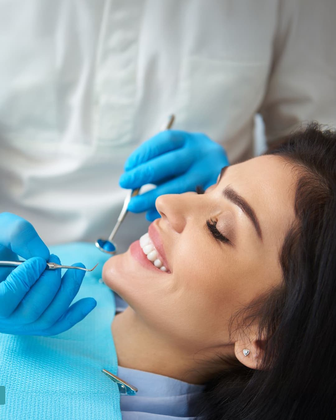 Professional teeth cleaning and polishing in progress